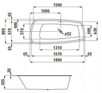 Laufen PALOMBA vana 1800x800x455 mm, vestavná, bílá   H2428000000001